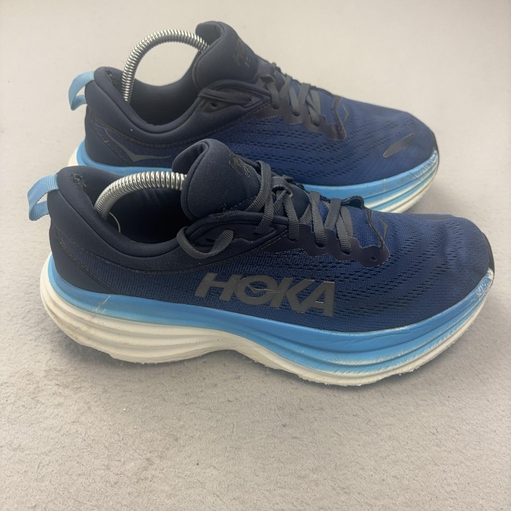 Hoka One One Bondi 8 Shoes Mens Size 9.5 Blue Running Sneakers 1123202 OSAA